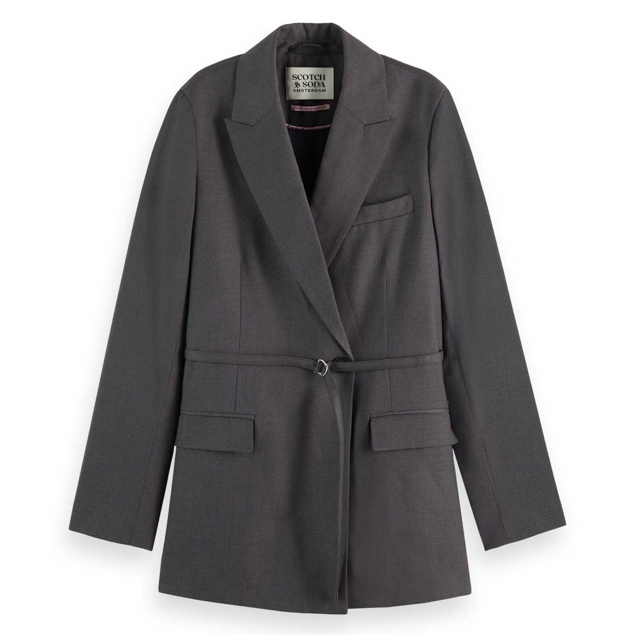 Scotch & Soda Tropical Wool Boyfriend Blazer With Belt